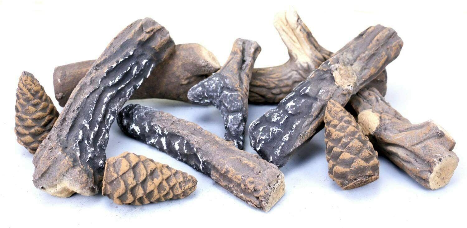 10 Pieces Ceramic Wood Gas Log Set Fireplace Imitation Wood Propane Firepit Logs - Fresh Stock Dated January 2026
