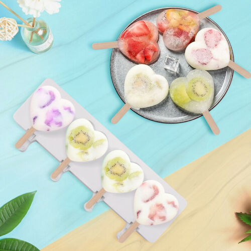 3 Pack 4 Cell Popsicle Molds Silicone DIY Frozen Juice Ice Cream Lolly Pop Mould - Fresh Stock Dated February 2026
