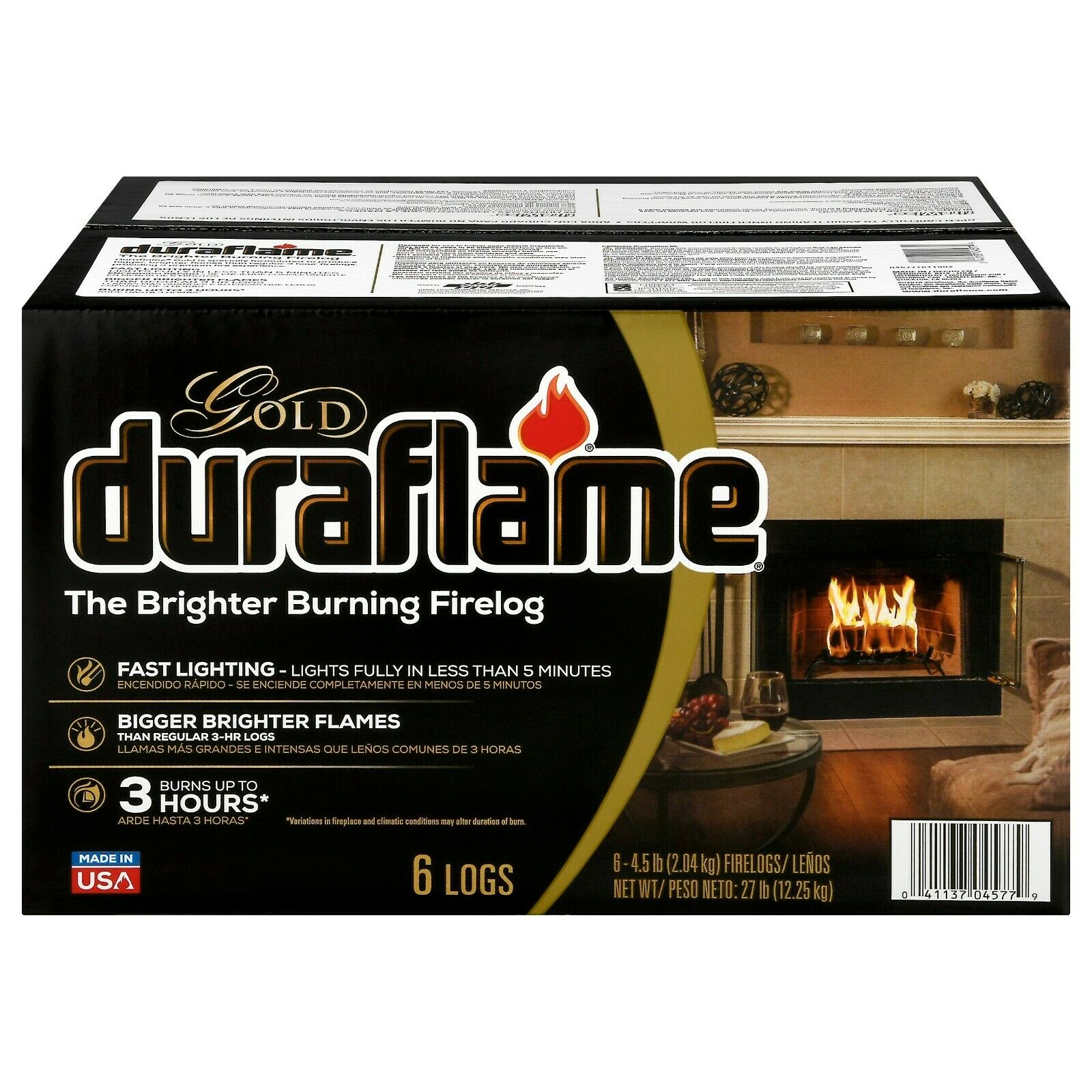 Duraflame Gold Ultra Premium 4.5lb Firelogs 6-Pack Case 3Hour Burn free shipping - Fresh Stock Dated December 2025