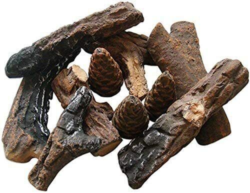 10 Pieces Ceramic Wood Gas Log Set Fireplace Imitation Wood Propane Firepit Logs - Fresh Stock Dated January 2026