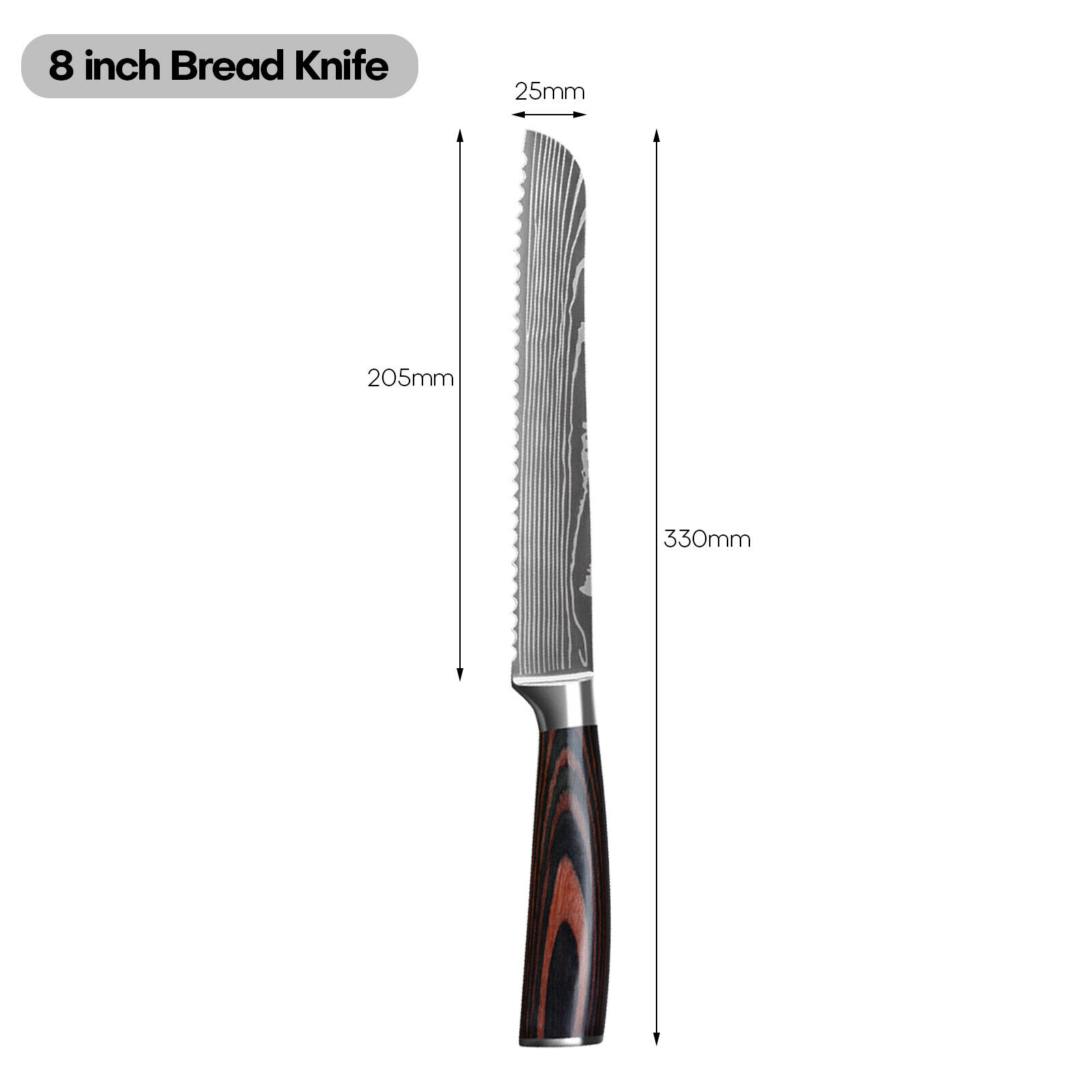 Kitchen Chef Knife Stainless Steel 8/7 Inch Sharp Paring Meat Vegetables Fruit - Fresh Stock Dated January 2026