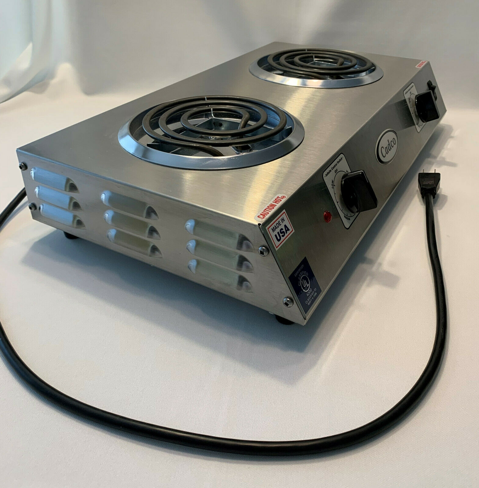 Cadco CDR-1T Countertop Double Hot Plate 120-Volt Pre-Owned Never Used Works - Fresh Stock Dated January 2026