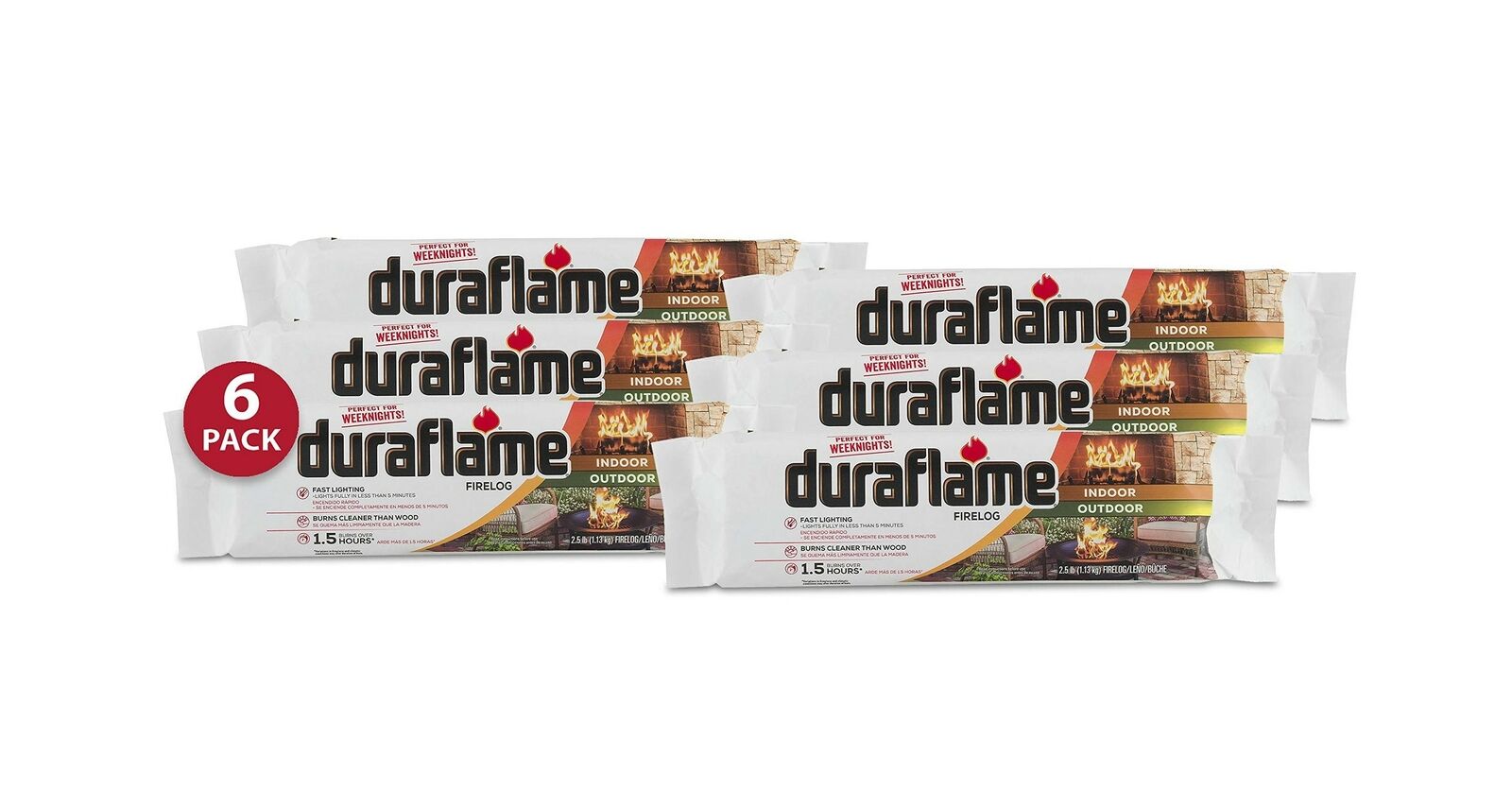 Indoor/Outdoor Fast Lighting Clean Burning Firelogs Chimney Safely 2.5-lb 6 Pack - Fresh Stock Dated January 2026