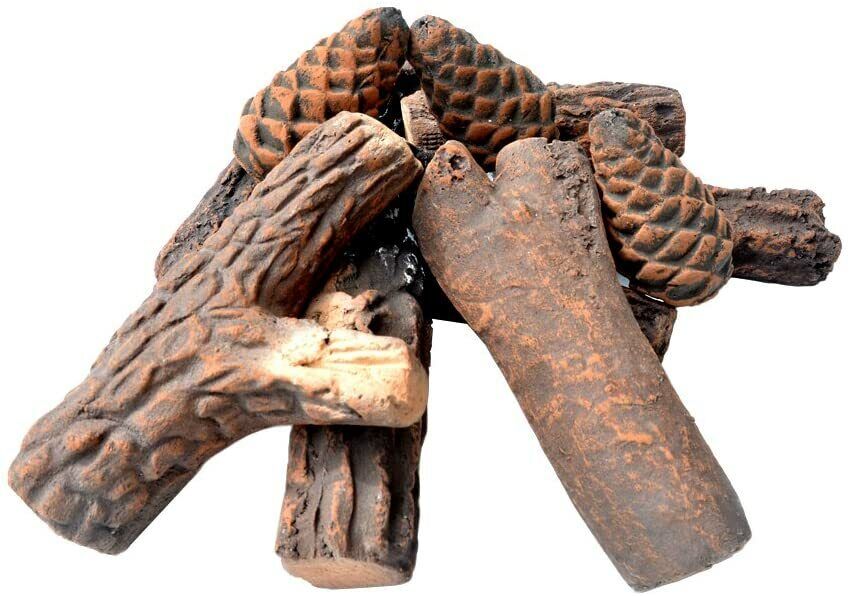 10 Pieces Ceramic Wood Gas Log Set Fireplace Imitation Wood Propane Firepit Logs - Fresh Stock Dated January 2026