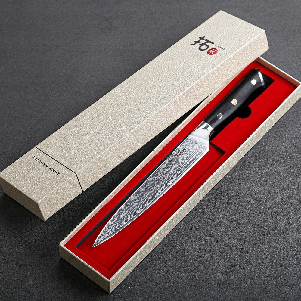 TURWHO 8'' Slicing Knife 67-Layer Japanese VG10 Damascus Steel Chef Slicer Knife - Fresh Stock Dated January 2026