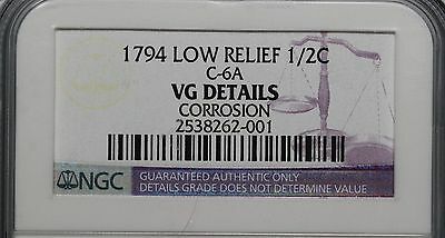 1794 C-6a NGC VG Details Liberty Cap Half Cent Coin 1/2c - Fresh Stock Dated December 2025