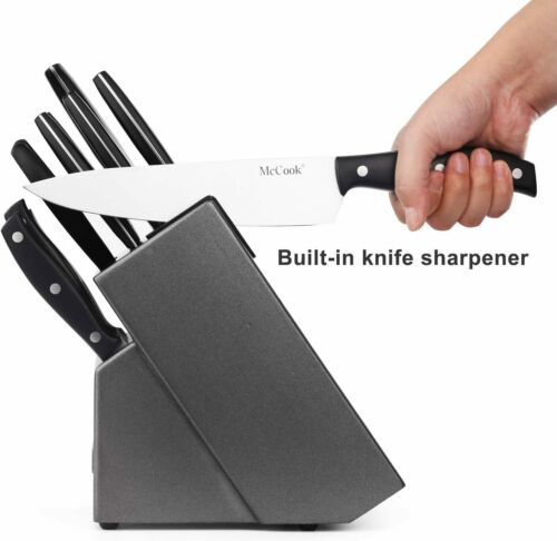 McCook 14-Piece Full Tang Kitchen Cutlery Knife Block Set Built-in Sharpener - Fresh Stock Dated January 2026