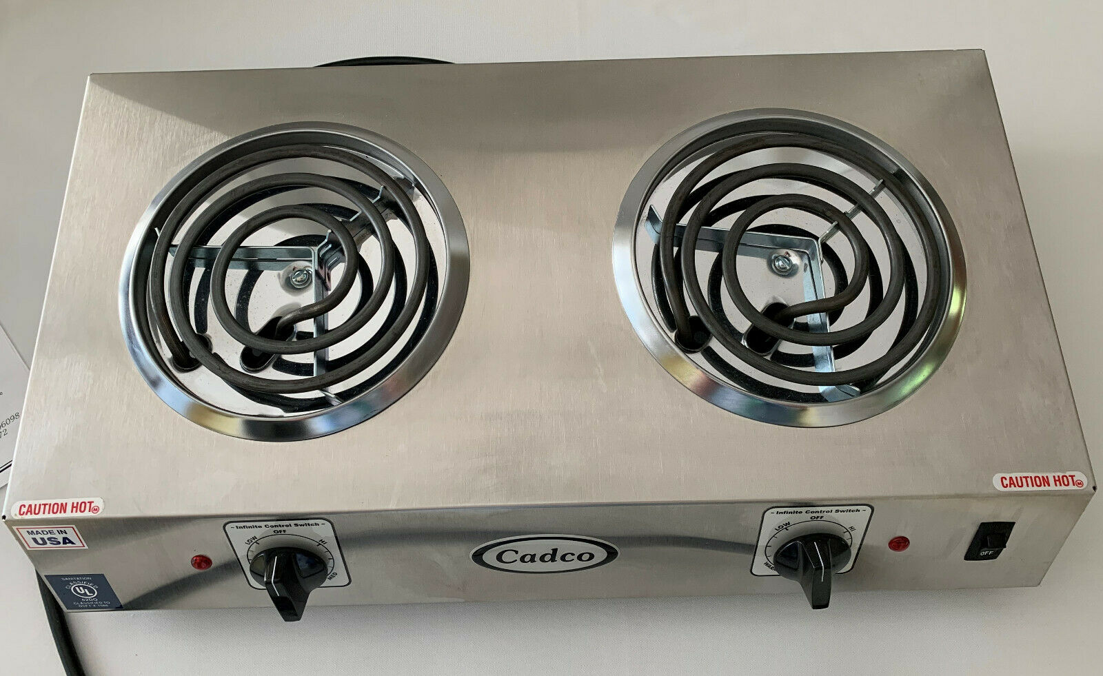 Cadco CDR-1T Countertop Double Hot Plate 120-Volt Pre-Owned Never Used Works - Fresh Stock Dated January 2026