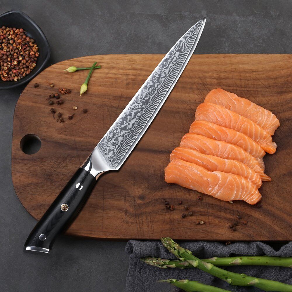 TURWHO 8'' Slicing Knife 67-Layer Japanese VG10 Damascus Steel Chef Slicer Knife - Fresh Stock Dated January 2026