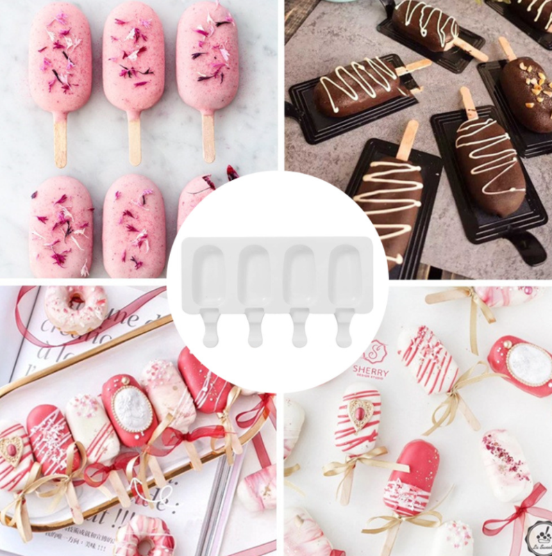 4Pack Cell Popsicle Molds Silicone DIY Frozen Ice Cream Mold Ice Lolly Pop Maker - Fresh Stock Dated January 2026