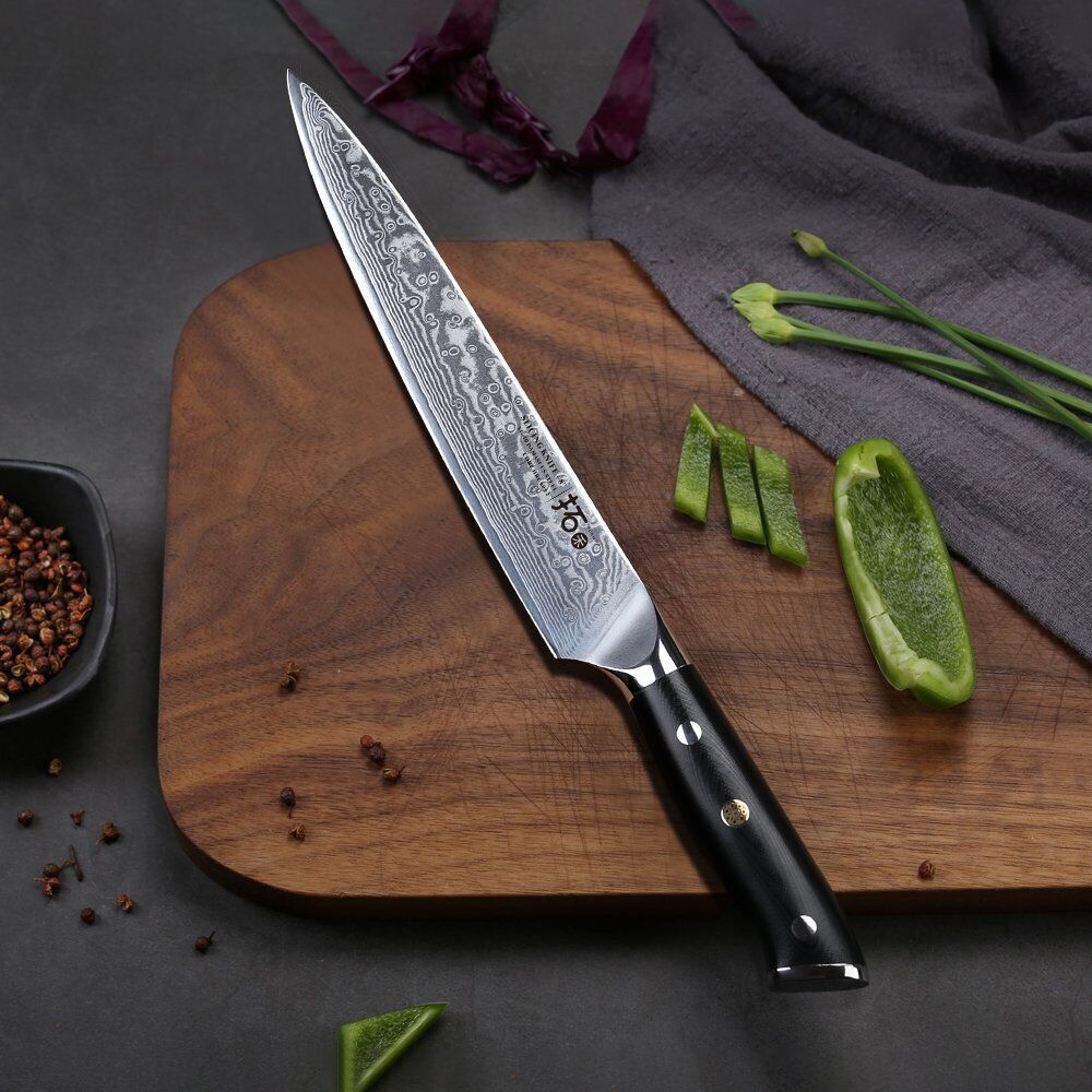 TURWHO 8'' Slicing Knife 67-Layer Japanese VG10 Damascus Steel Chef Slicer Knife - Fresh Stock Dated January 2026