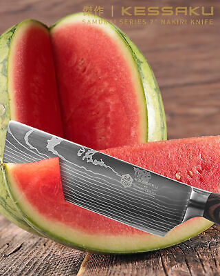 Kessaku 7-Inch Nakiri Vegetable Cleaver Knife - Samurai Series - 7Cr17MoV Steel - Fresh Stock Dated January 2026