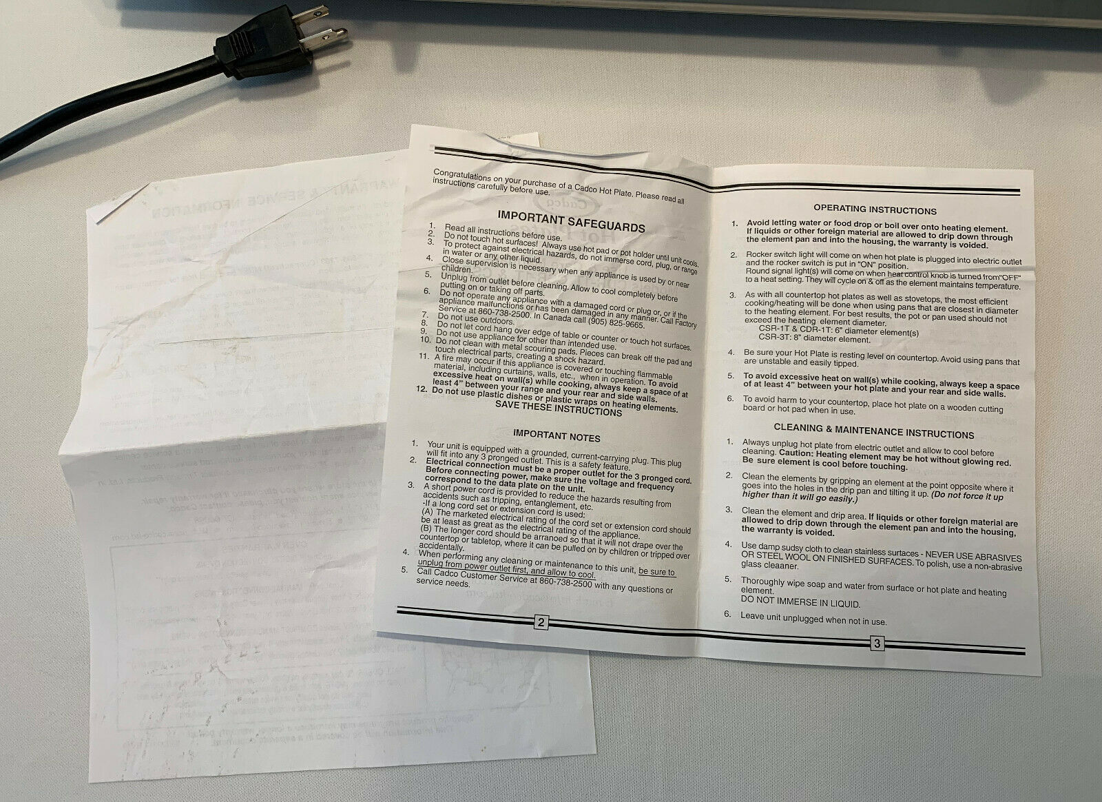 Cadco CDR-1T Countertop Double Hot Plate 120-Volt Pre-Owned Never Used Works - Fresh Stock Dated January 2026