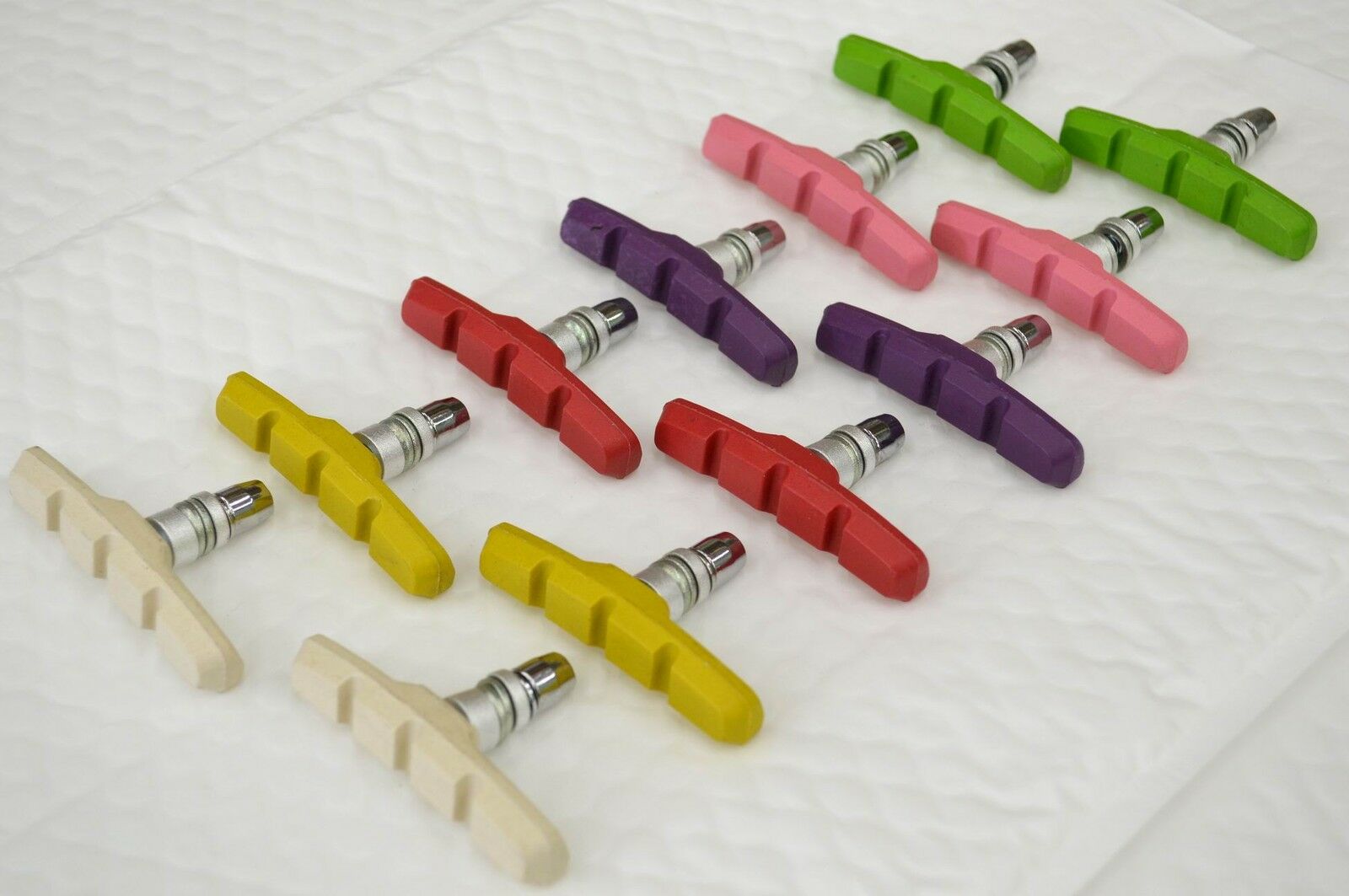 New WHITE 1 Pair V-Brake Pads Shoe 70mm  Road Mountain Bike Bicycle Pads Set - Fresh Stock Dated December 2025