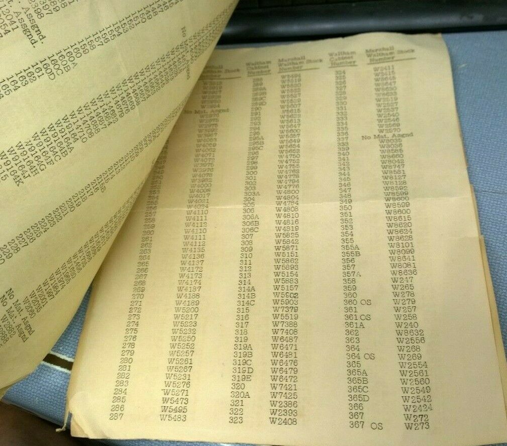 C & E Marshall Waltham Watch Parts Chart - Watchmaker Bench Repair Tool - Fresh Stock Dated December 2025