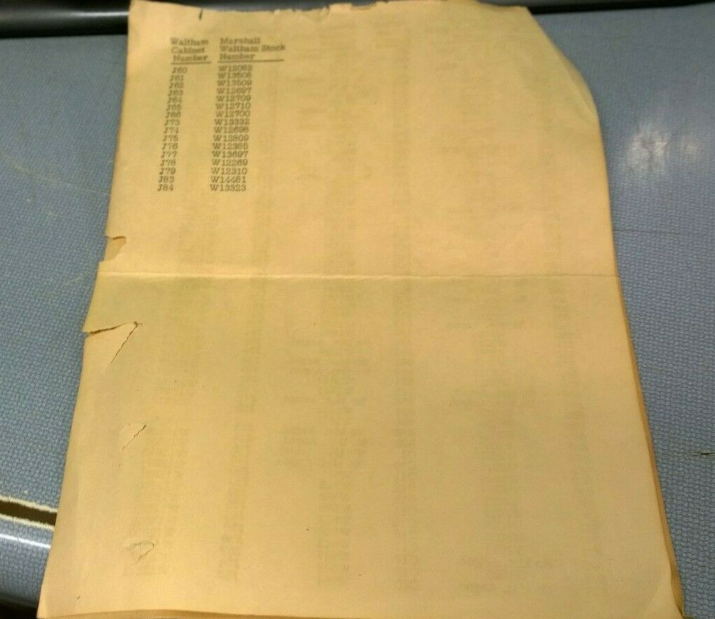 C & E Marshall Waltham Watch Parts Chart - Watchmaker Bench Repair Tool - Fresh Stock Dated December 2025