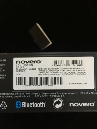 BLUETOOTH WIRELESS LEXINGTON NOVERO PREMIUM EARPIECE CHARGING DOCK NEW - Fresh Stock Dated December 2025