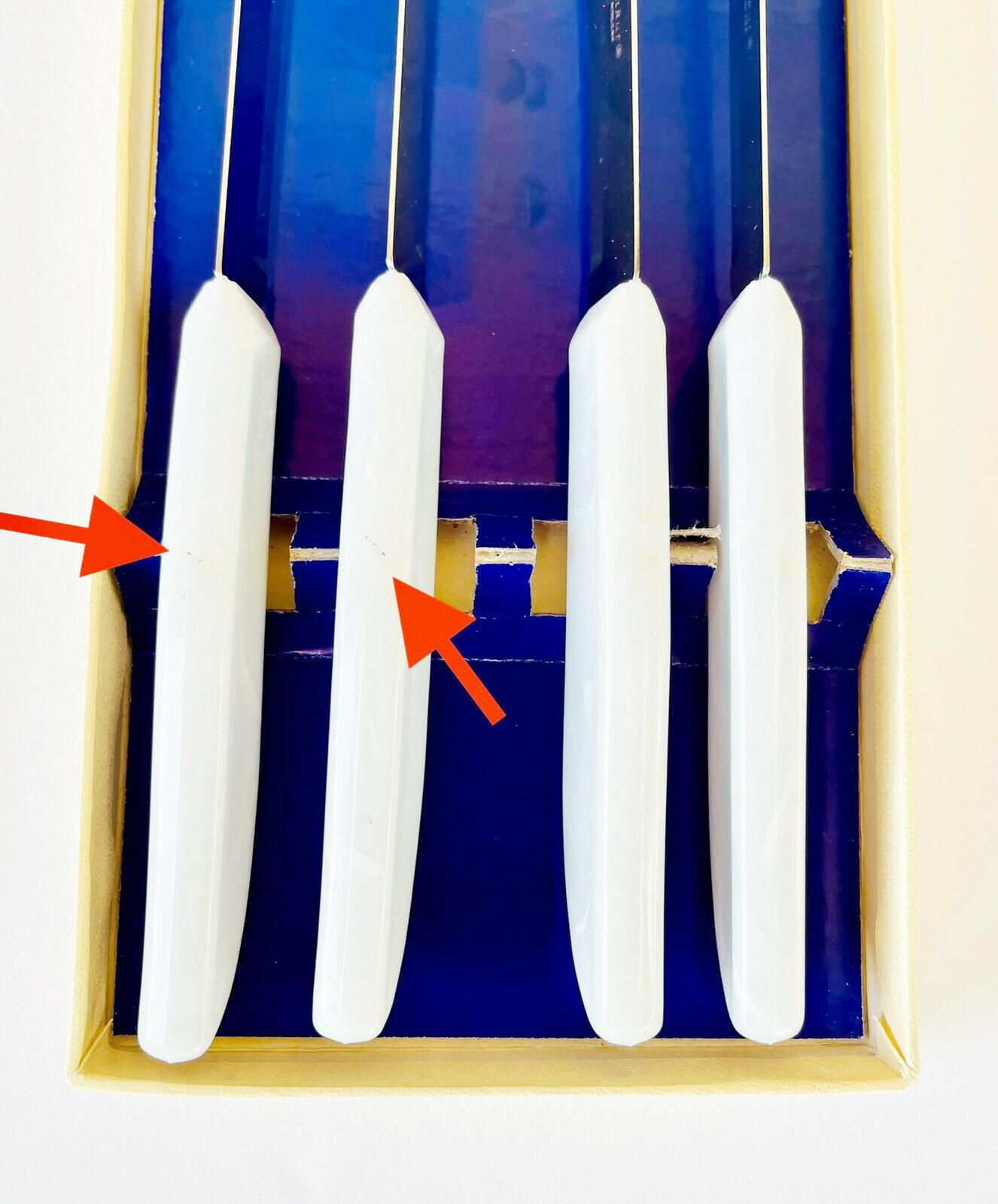 Vintage Quikut Hollow Ground Steak Knife Set of 4 Stainless Steel Tenite Handles - Fresh Stock Dated February 2026