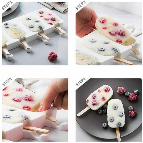 Cell Popsicle Molds Silicone DIY Frozen Ice Lolly Pop Maker & Wooden Sticks USA - Fresh Stock Dated February 2026