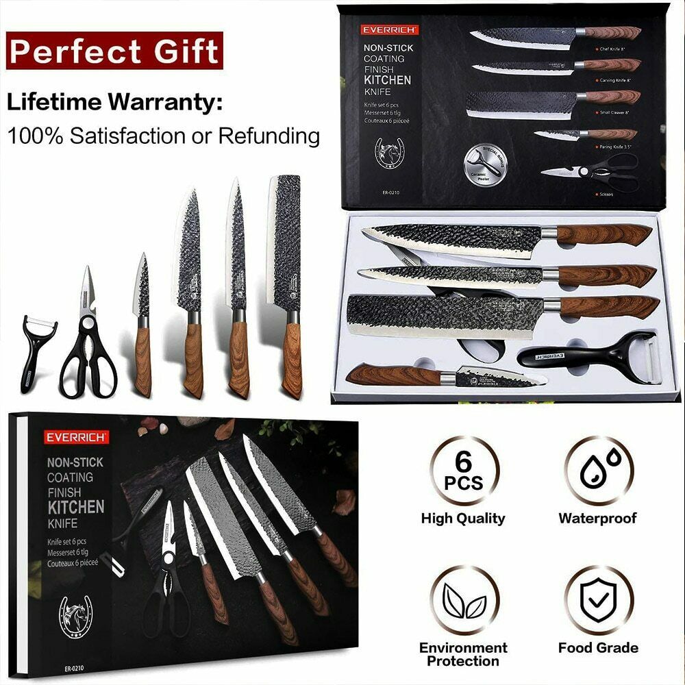 Stainless Steel Kitchen Knife Set Japanese Damascus Pattern Cleaver Chef Knives - Fresh Stock Dated January 2026