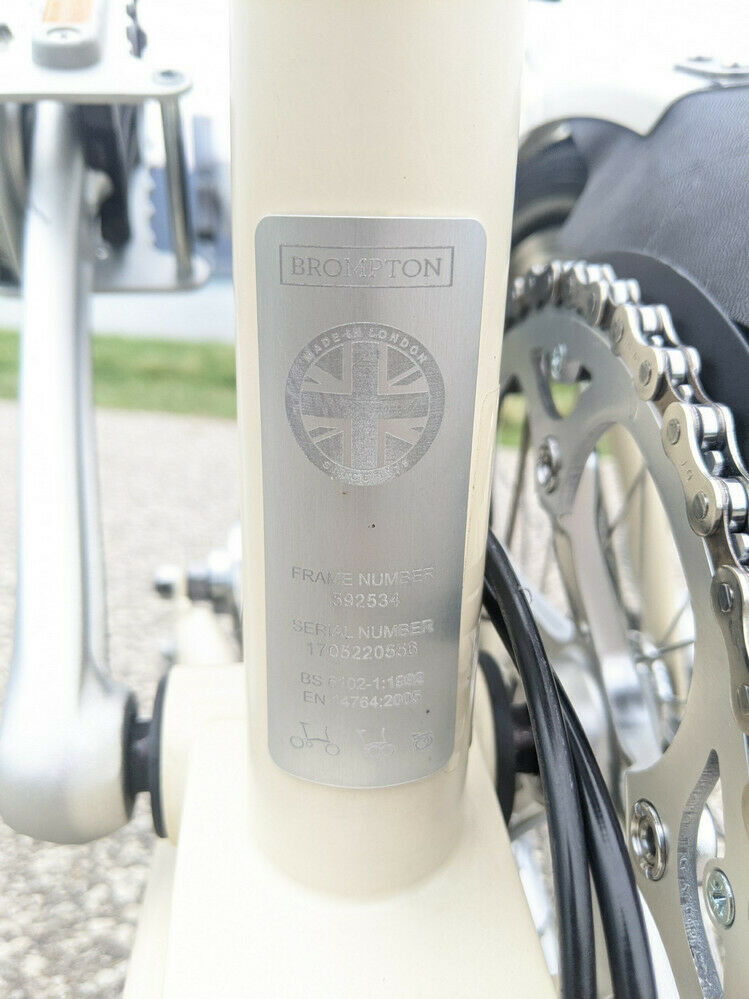 2018 Model Year Brompton M3R Ivory White Folding Bicycle - Fresh Stock Dated December 2025