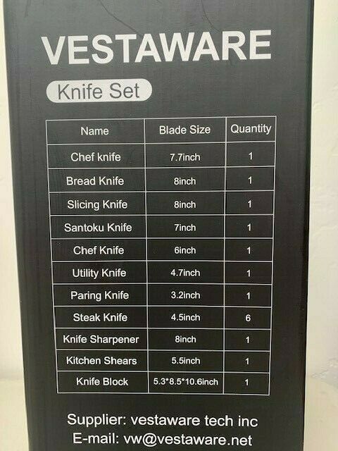 Cutlery Set Vestaware 16-Piece Knives Set with Block Wooden . New - Fresh Stock Dated February 2026