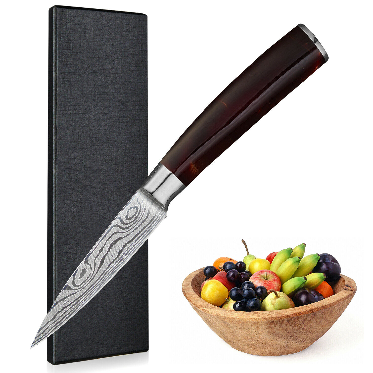 8PCS Pro Kitchen Chef Knife Set Damascus Pattern Carbon Steel Cleaver Knives -US - Fresh Stock Dated February 2026
