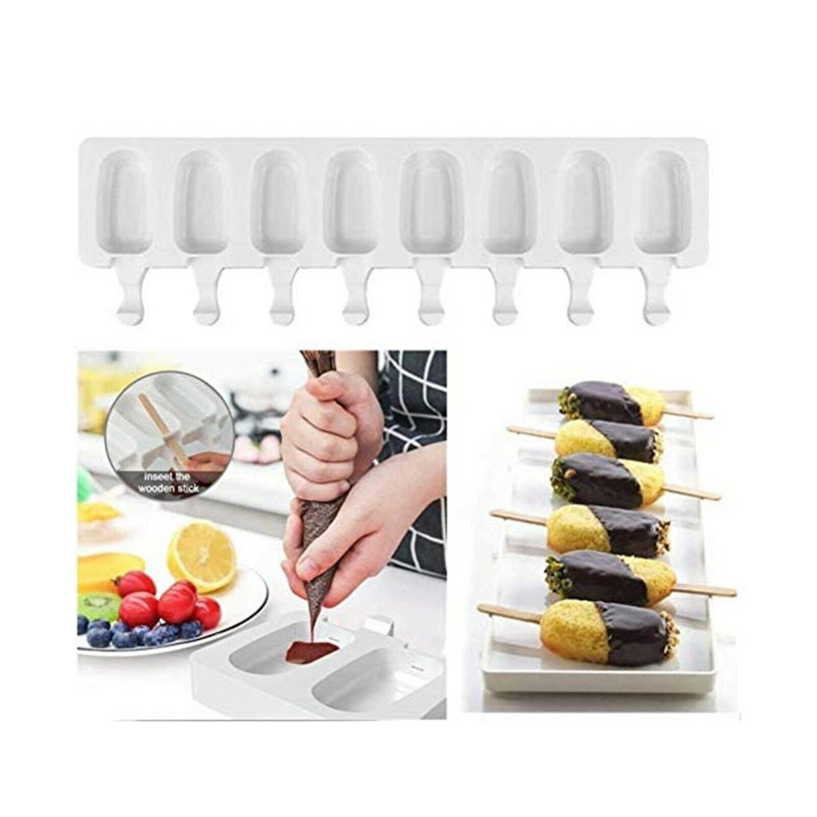 8 Freezer Ice Pop Maker Mold Popsicle Dessert Ice Cream Cake Frozen Pops Treats - Fresh Stock Dated February 2026