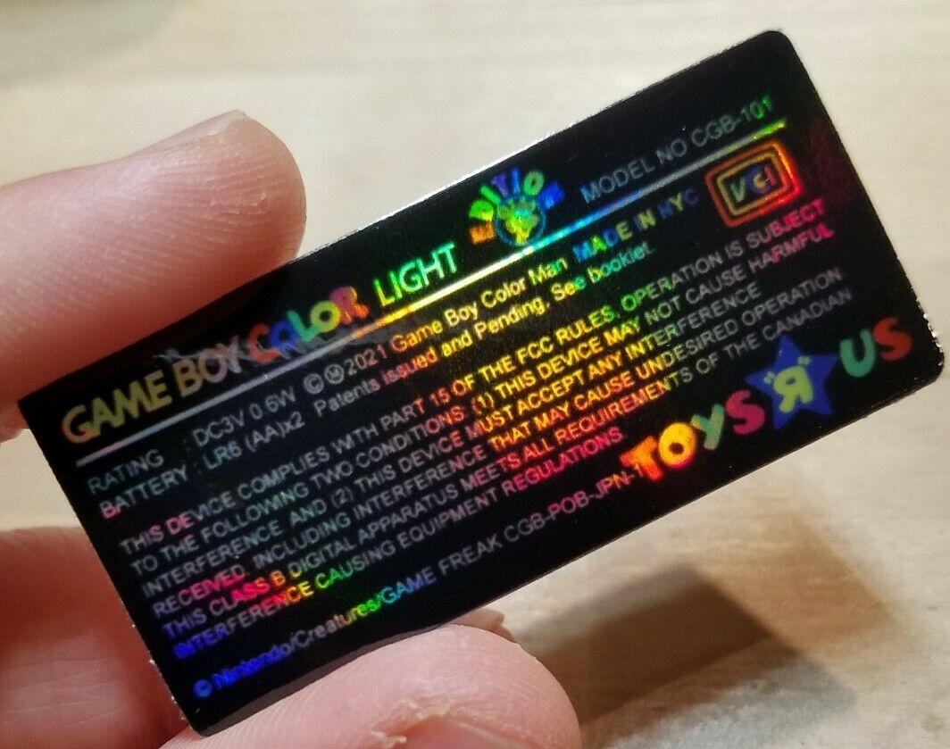 1 Nintendo Game Boy Color Light CGB-101 HOLOGRAPHIC *TOYS R US EDITION* LABEL - Fresh Stock Dated February 2026