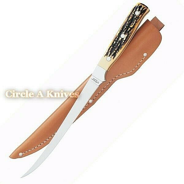 SCHRADE KNIFE - UNCLE HENRY STEELHEAD FILET #SCH167UH + LEATHER SHEATH - NIB - Fresh Stock Dated February 2026