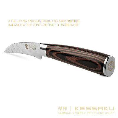 Kessaku 2.75-inch Tourne Paring Knife -Samurai Series High Carbon 7Cr17MoV Steel - Fresh Stock Dated January 2026
