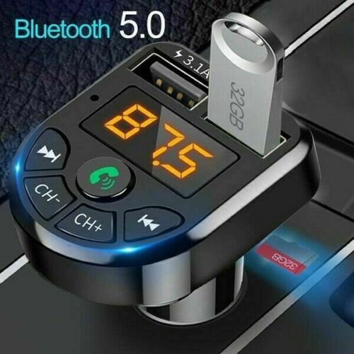 5.0 Bluetooth Dual USB Charger Wireless Cigarette Lighter Car FM Transmitter - Fresh Stock Dated December 2025