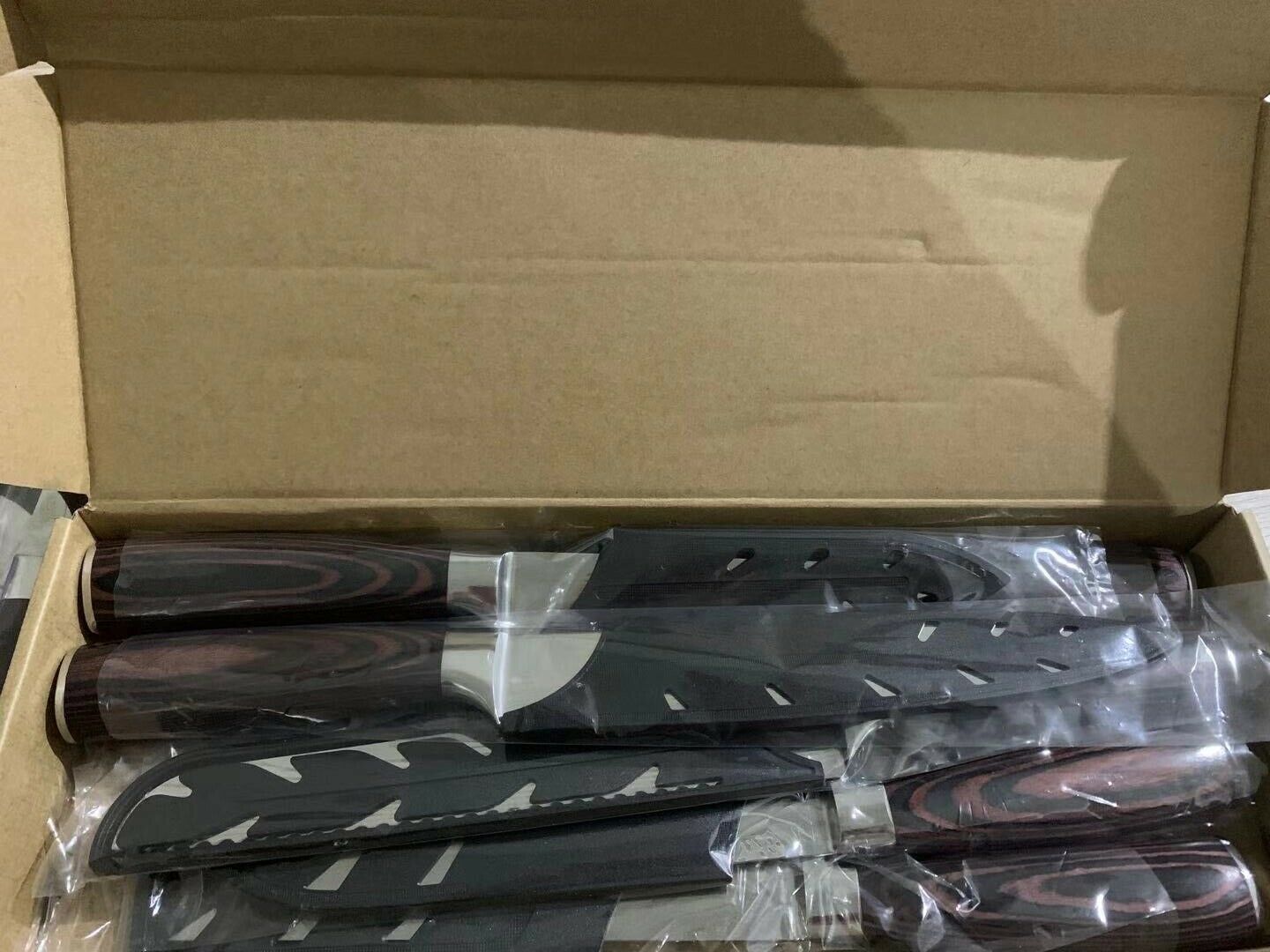 Japanese Kitchen Knife Set Damascus Style Stainless Steel Chef's Santoku Knives - Fresh Stock Dated January 2026