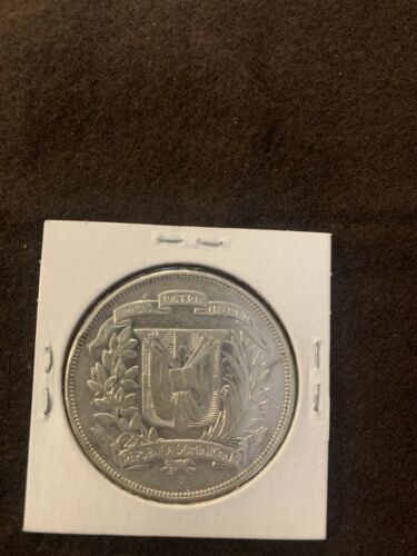 1955 Dominican Republic Silver 1 Peso UNC.  TRUJILLO ANNIVERSARY - Fresh Stock Dated December 2025