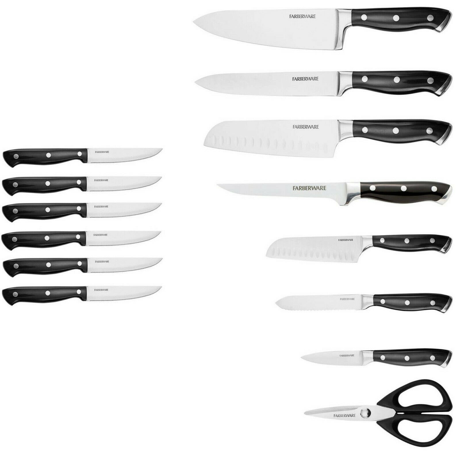 Professional 15-pcs Forged Triple Riveted Knife Block Carbon Stainless Steel - Fresh Stock Dated January 2026