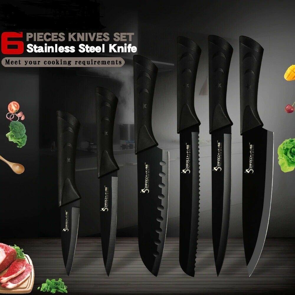 Stainless Steel Sharp Knives 6 Piece Set Meat Fish Fruit Cooking Accessories - Fresh Stock Dated January 2026