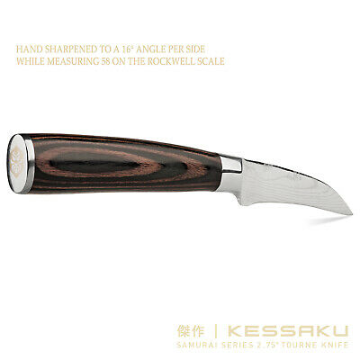 Kessaku 2.75-inch Tourne Paring Knife -Samurai Series High Carbon 7Cr17MoV Steel - Fresh Stock Dated January 2026