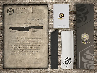 Kessaku 8-Inch Chef Knife - Spectre Series - AUS-8 High Carbon Stainless Steel - Fresh Stock Dated January 2026