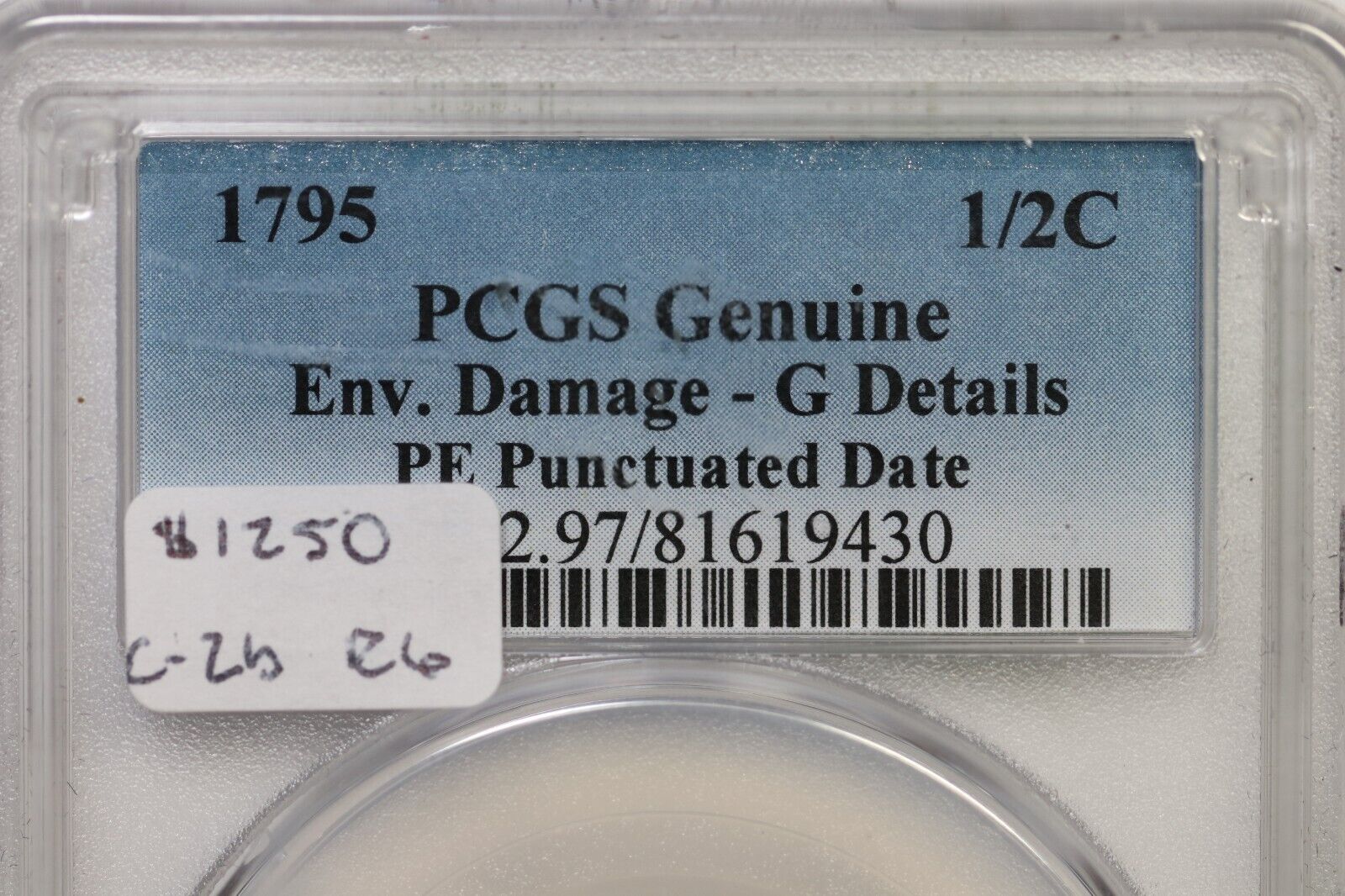 1795 C-2b R-6 PCGS G Details Punctuated Date Liberty Cap Half Cent Coin 1/2c - Fresh Stock Dated December 2025