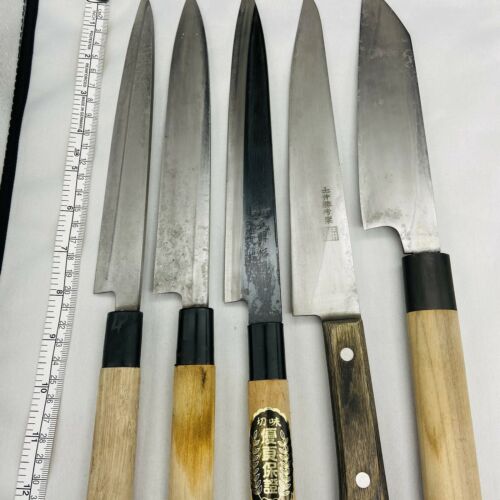 Damaged Lot of Five Japanese Chef's Kitchen Knives Yanagiba Gyuto Japan SS746 - Fresh Stock Dated January 2026