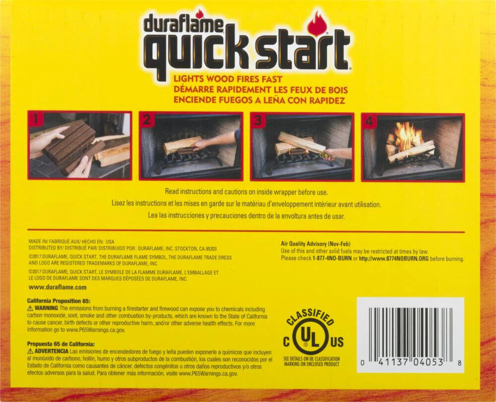 Duraflame Quick Start 1.125 lb Firestarter Break-Apart Indoor Outdoor (40-Pack) - Fresh Stock Dated January 2026