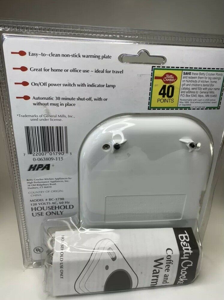 Betty Crocker Coffee and Soup Warmer BC-1790 | NEW & SEALED VTG NEW OLD STOCK - Fresh Stock Dated February 2026