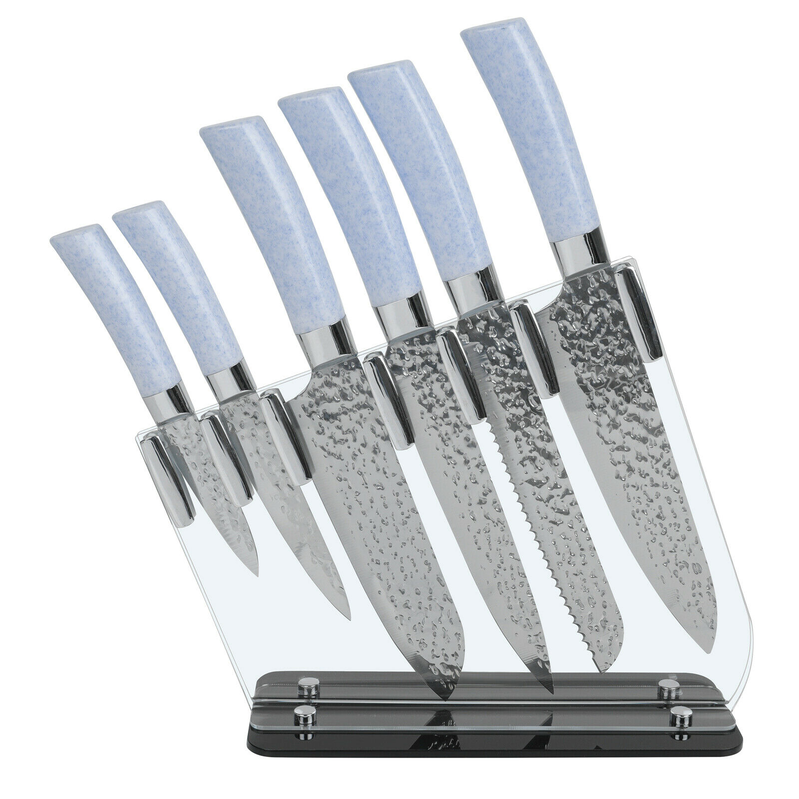 7PC Knife Set Stainless Steel Non-Stick Kitchen Chef Knives Set w/ Acrylic Stand - Fresh Stock Dated February 2026