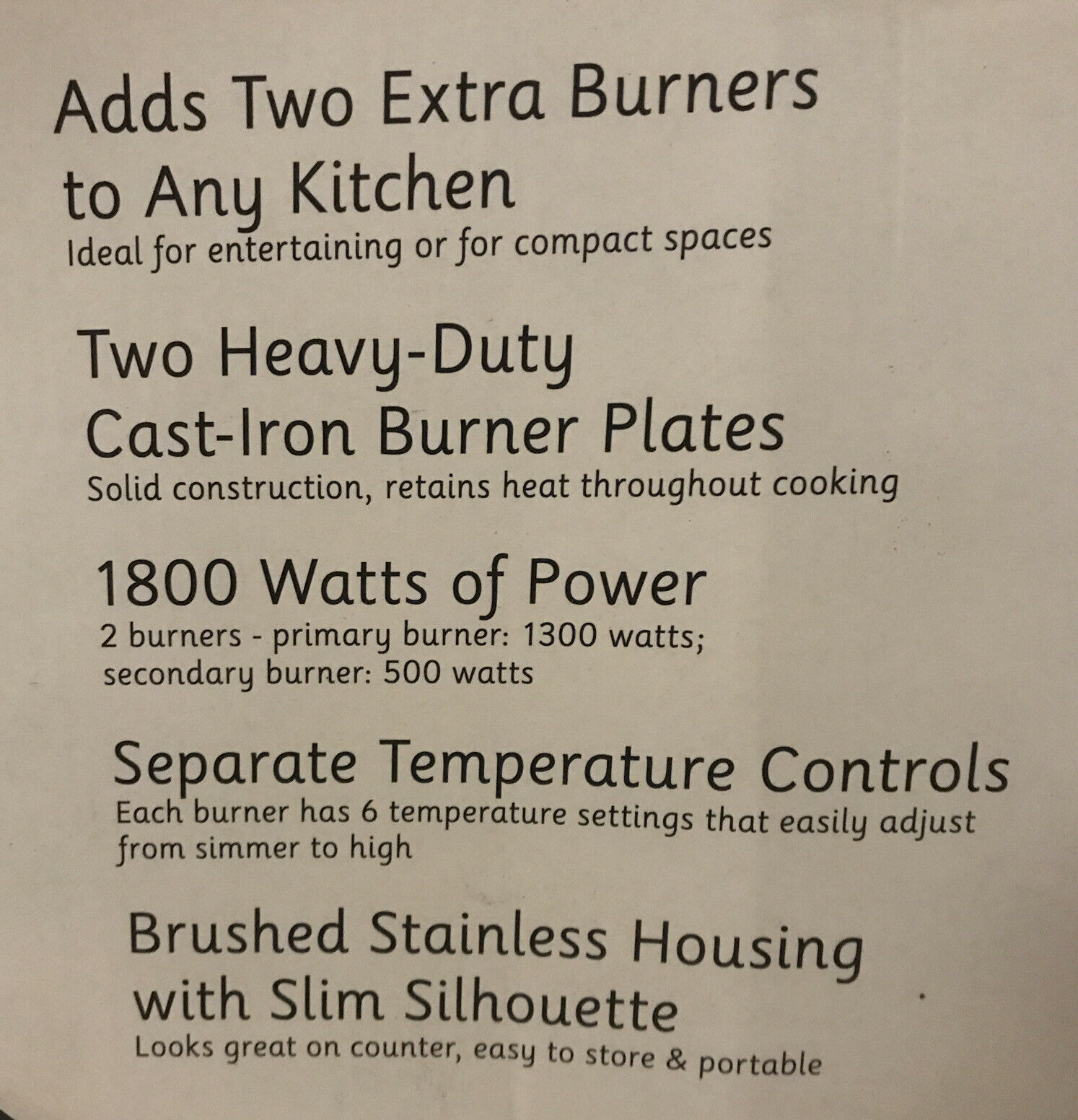 CUISINART CB-60 Cast-Iron Double Burner, Stainless Steel Portable Countertop NEW - Fresh Stock Dated February 2026