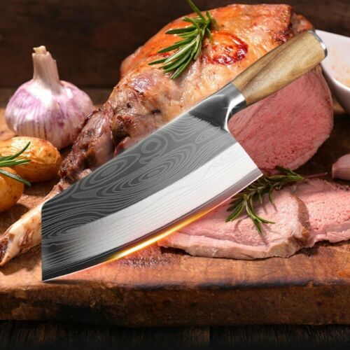 Butcher Knife Stainless Steel Kitchen Knife Japanese Damascus Meat Cleaver Chef - Fresh Stock Dated February 2026