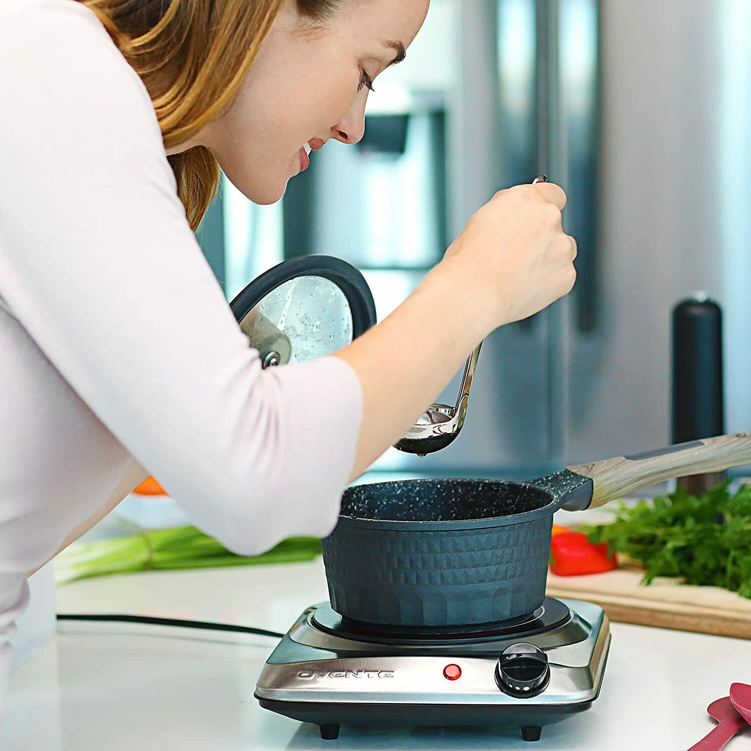 Ovente Electric Glass Infrared Burner 7 Inch Single Hot Plate Silver BGI101S - Fresh Stock Dated February 2026