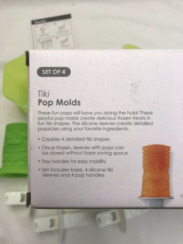 Tovolo Tiki Ice Pop Molds Flexible Silicone Dishwasher Safe New In Open Box - Fresh Stock Dated February 2026