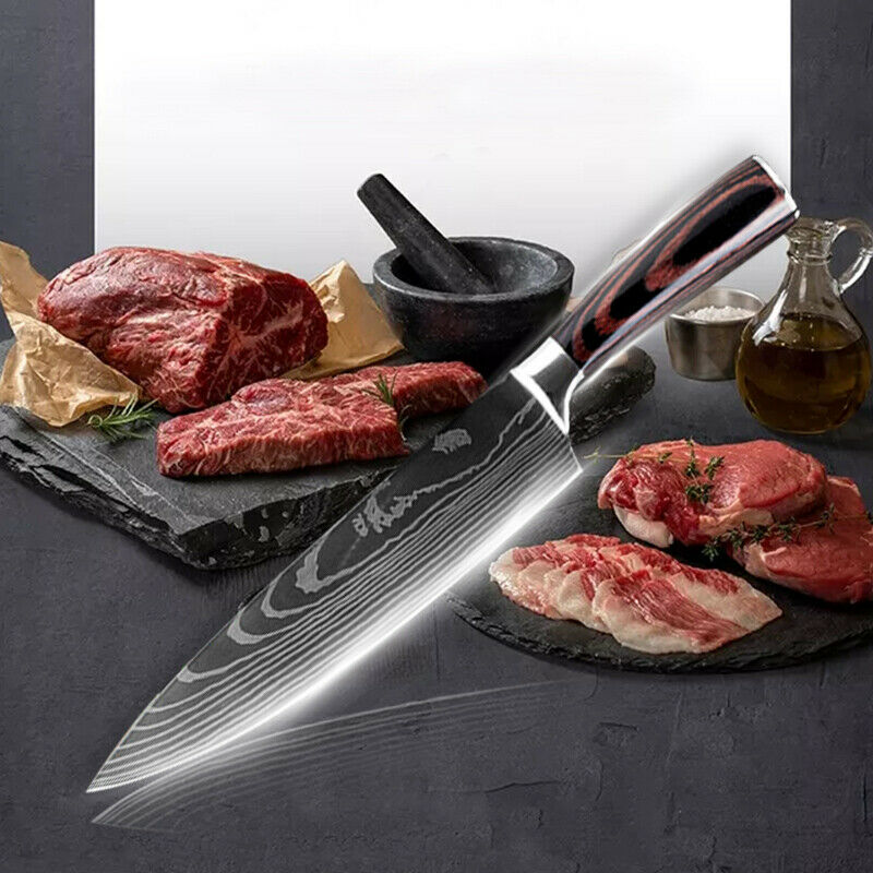 4Pcs Kitchen Knife Set Damascus Pattern Stainless Steel Professional Chef Knives - Fresh Stock Dated January 2026