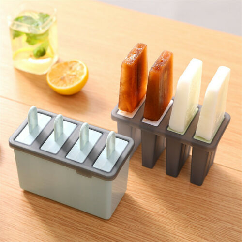4 Cell Silicone Popsicle Mold Frozen Ice Cream Mould Pop Lolly Tray Ice Making - Fresh Stock Dated February 2026