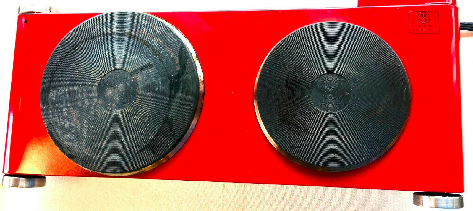 Ginny's Red Double Burner Cast Iron Plate 1800 W Tabletop Cooks Portable Tested - Fresh Stock Dated February 2026